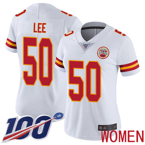 Women Kansas City Chiefs #50 Lee Darron White Vapor Untouchable Limited Player 100th Season Nike NFL Jersey->youth nfl jersey->Youth Jersey